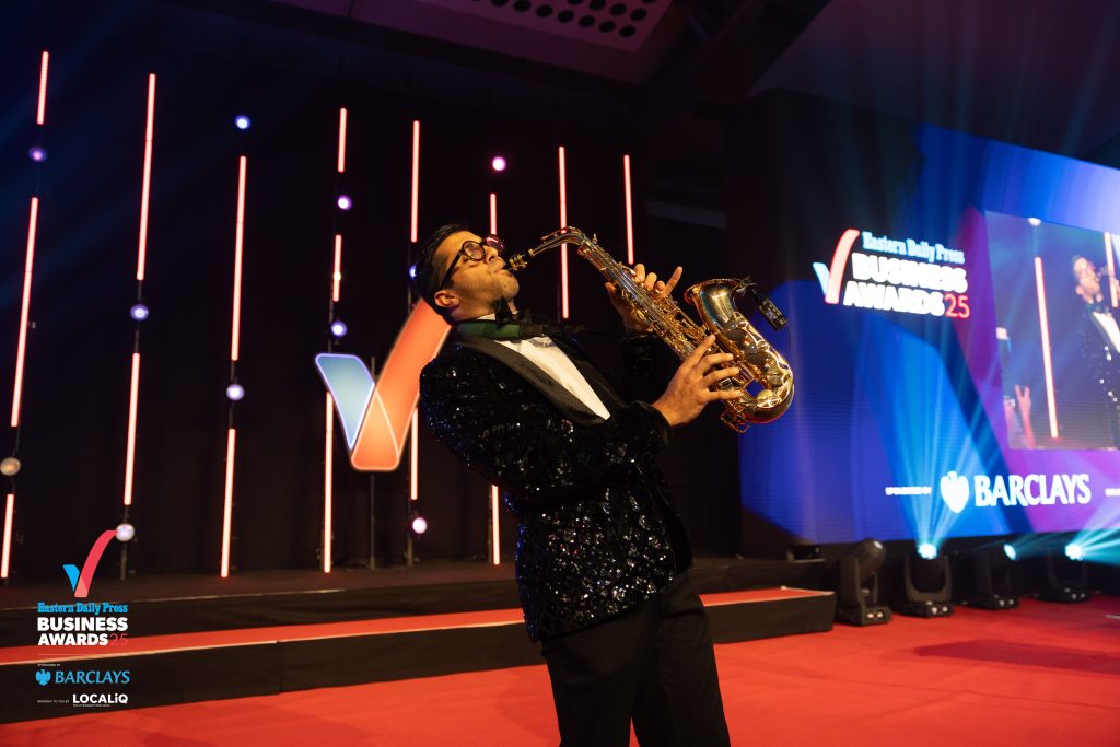 Alex Rimell Sax at EDP Business Awards - Credit: Matt Potter