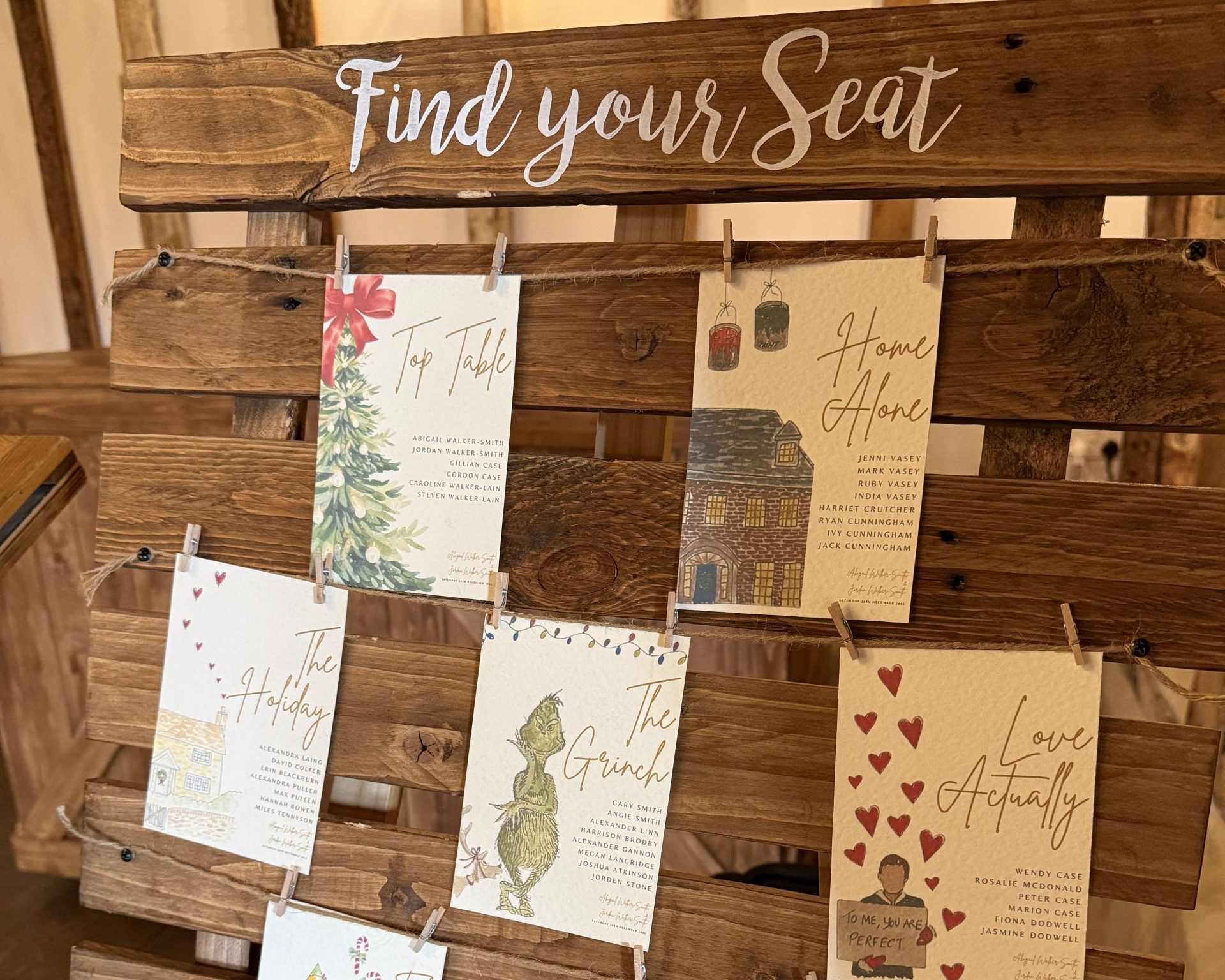 Abi & Jordan Wedding - Clock Barn - Table Plan